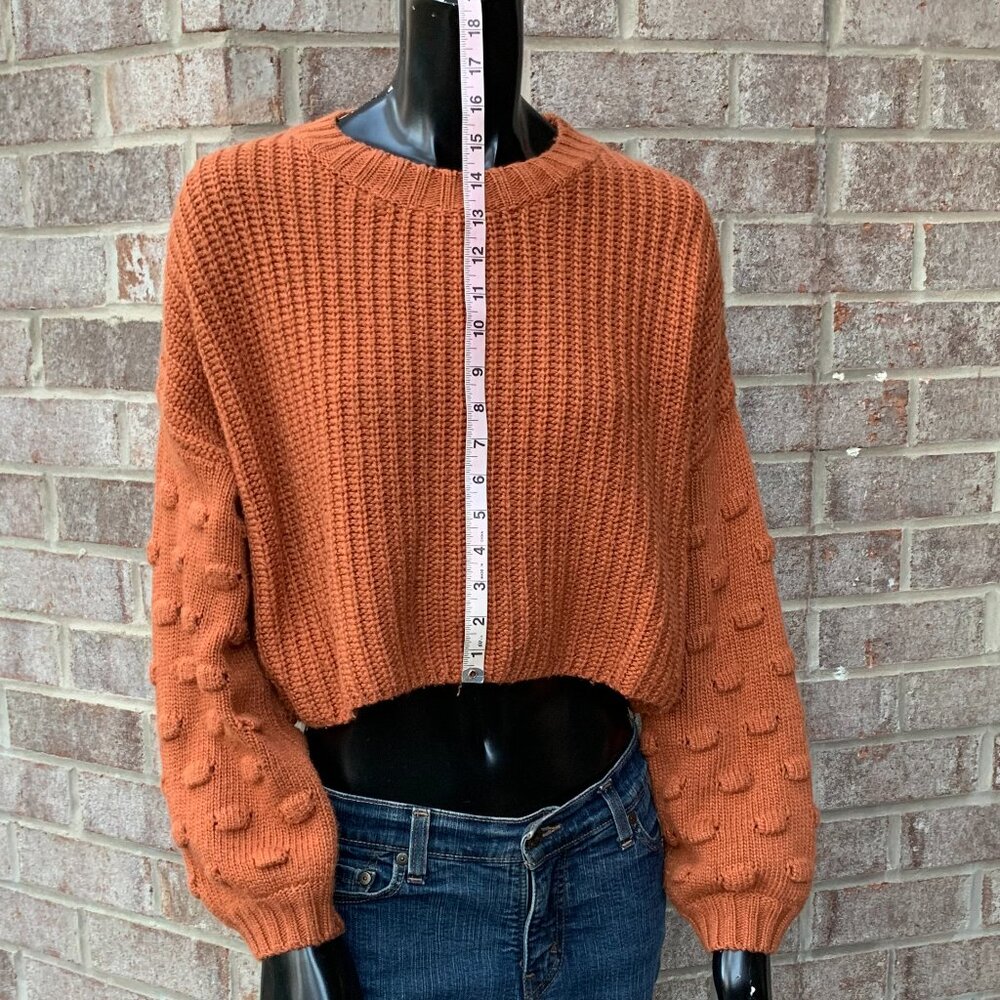 Vestique Cropped Crewneck Knit Long Sleeve Sweater Sz L - Picture 9 of 13